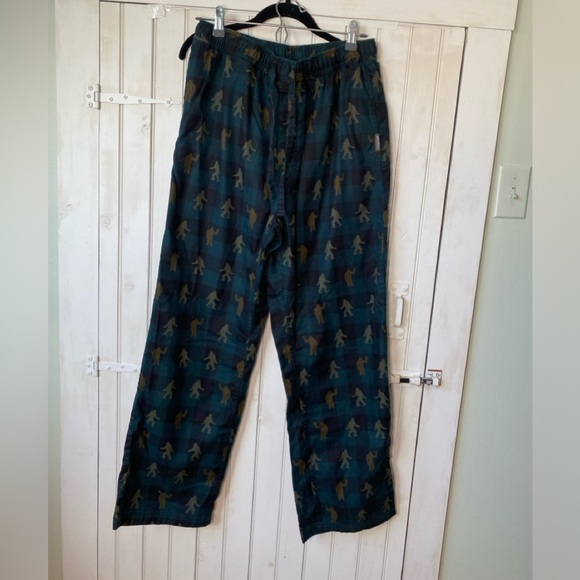 Eddie Bauer Pajama Pants Mens S Blue Plaid Sasquatch Big Foot Flannel - Picture 12 of 12